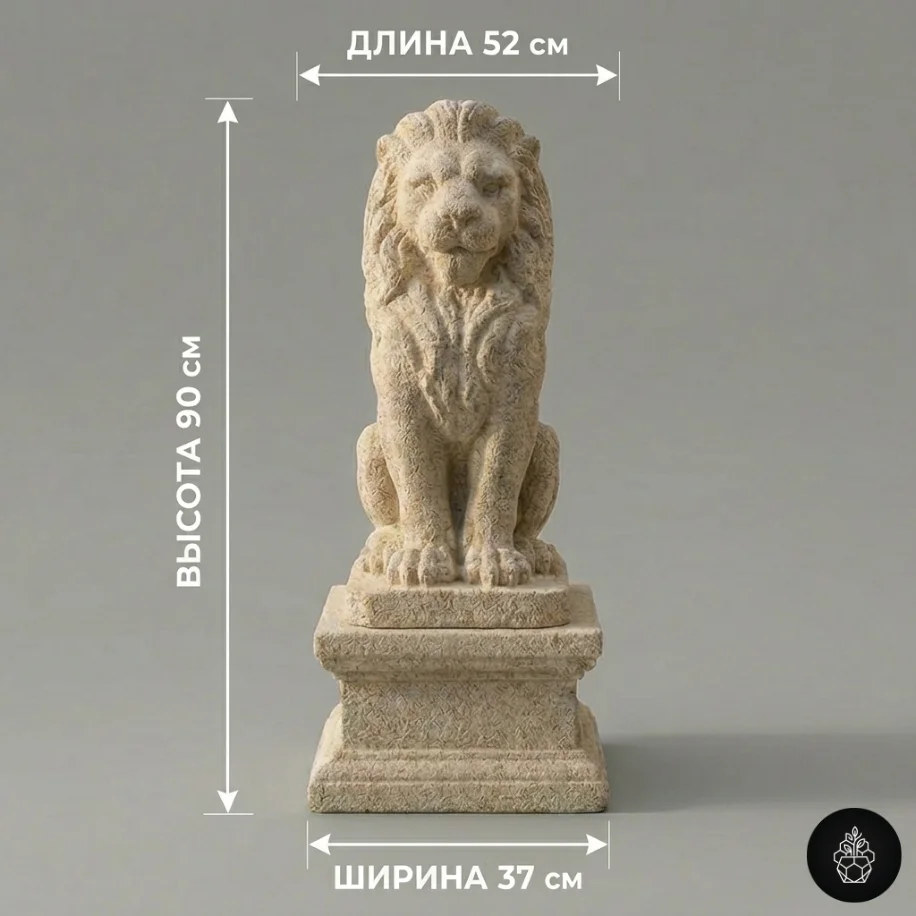Скульптура Лев — высота 90 см, длина 52 см, ширина 37 см